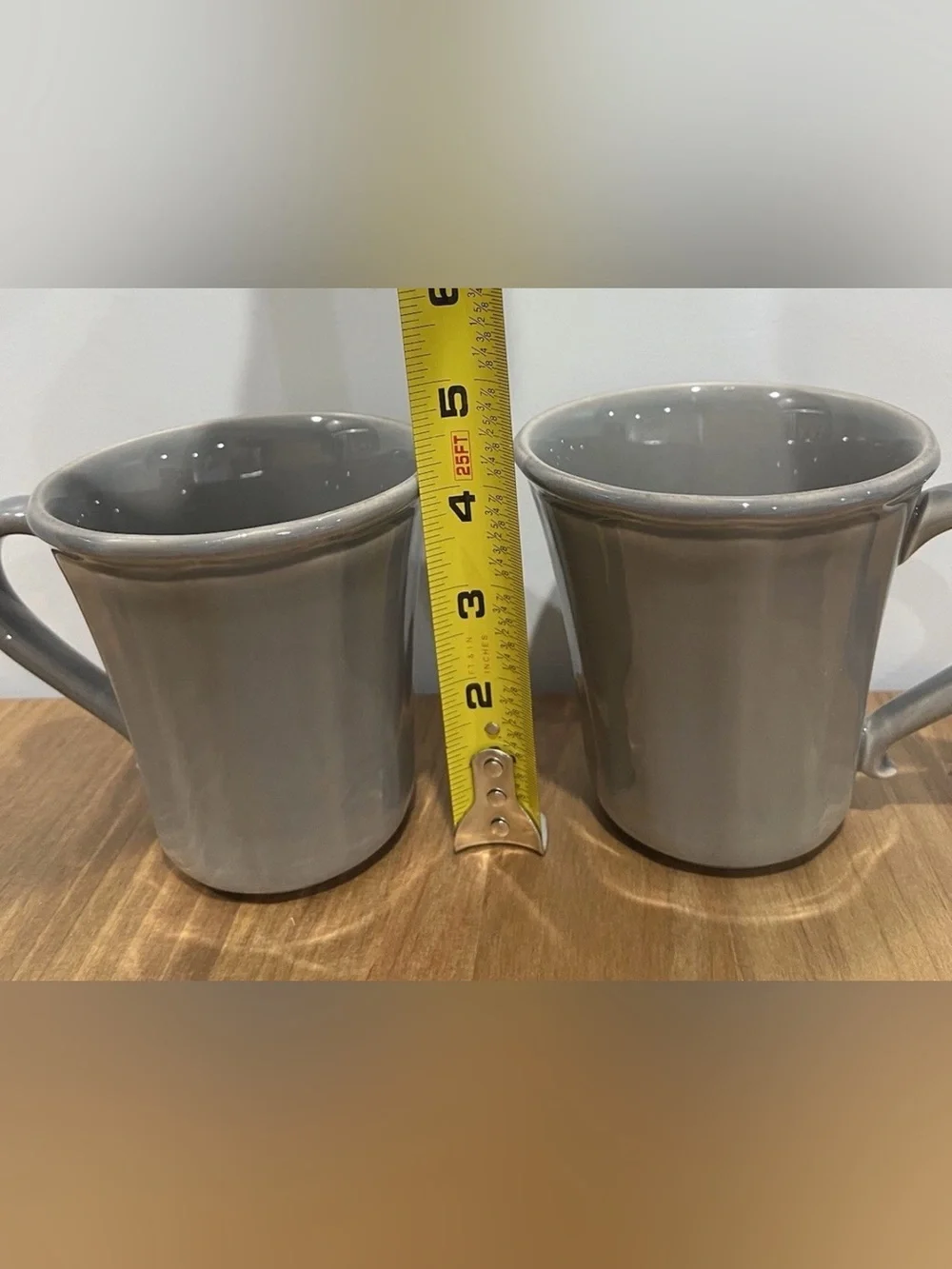 Pottery Barn Charlotte Gray Grey Retired Mugs Cups Made in Portugal